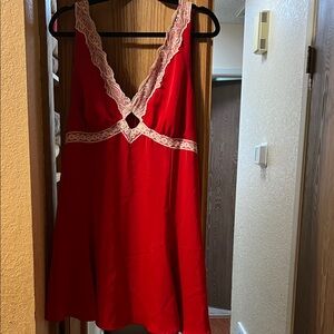 Wild Fable Red Lace Trim Midi Dress